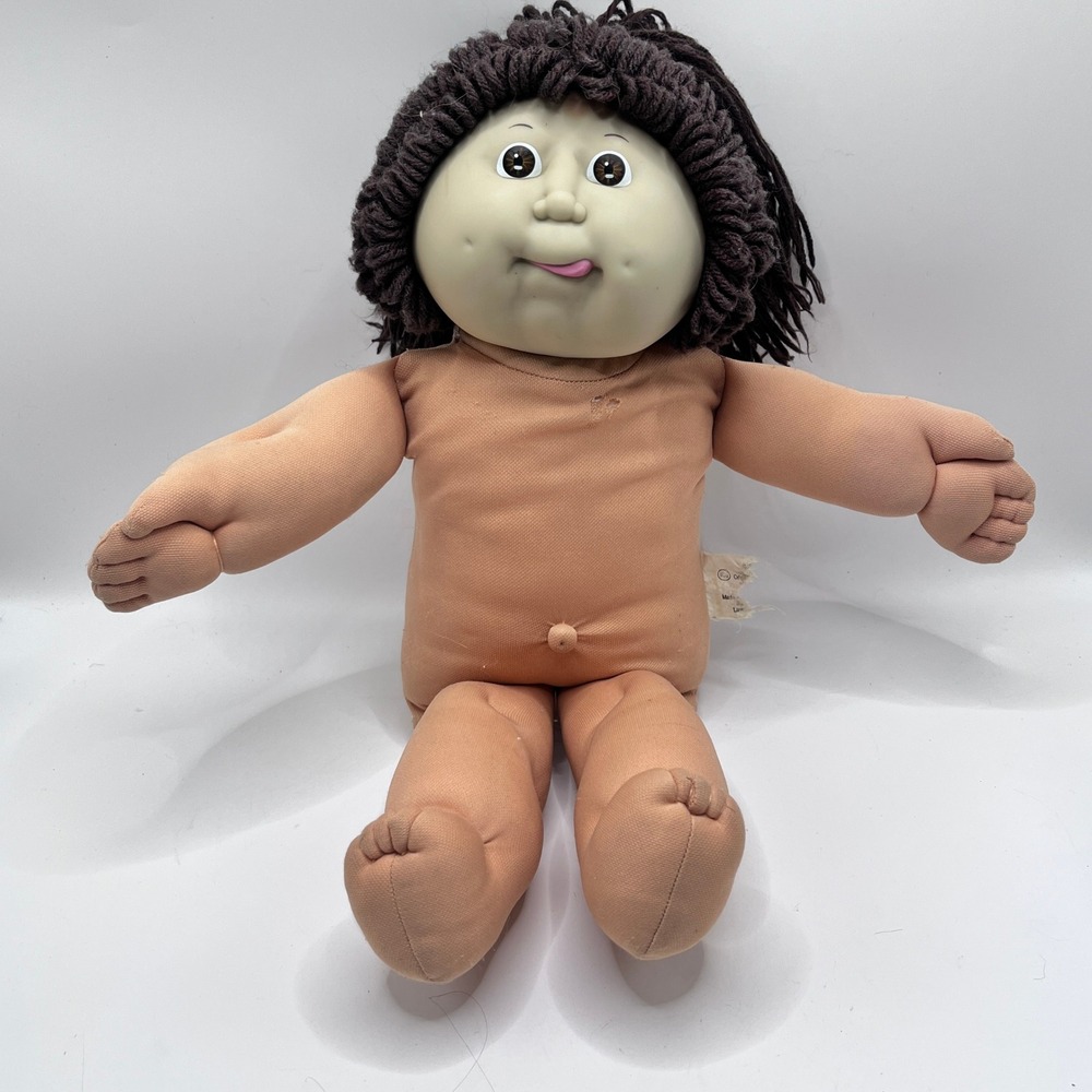 Vintage 1983 Cabbage Patch Kids Doll Tongue Out Brown Yarn Hair Xavier Roberts